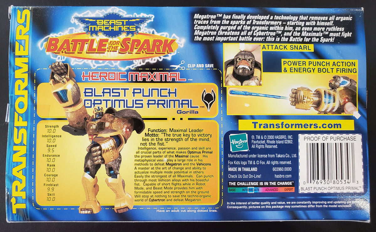Transformers - Beast Machines - Blast Punch Optimus Primal Gorilla