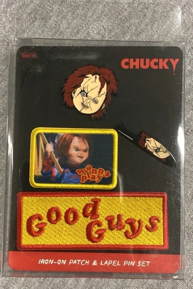 Chucky Iron-on Patch & Lapel Pin Set