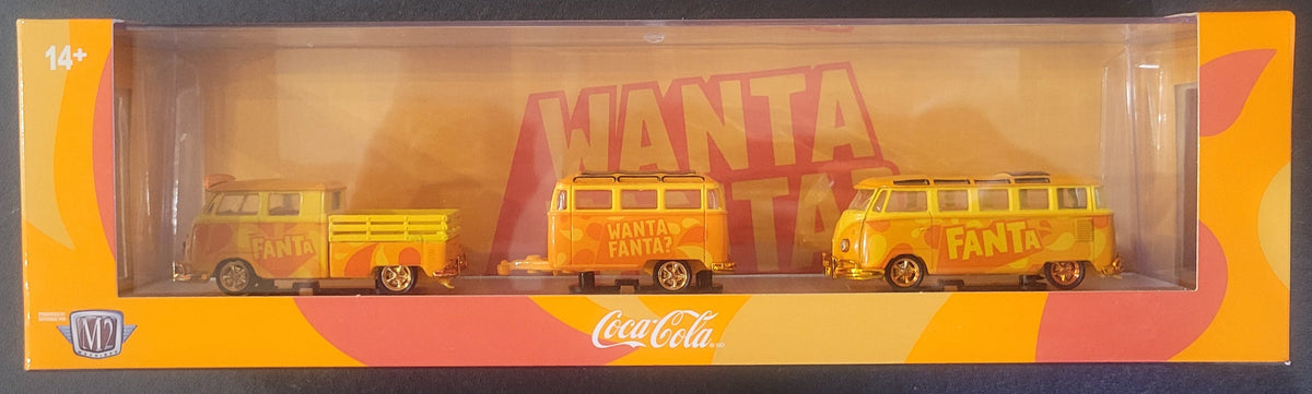 M2 Machines - Fanta 1960 VW Double Cab Truck & 1960 VW 15 Window Bus *CHASE*